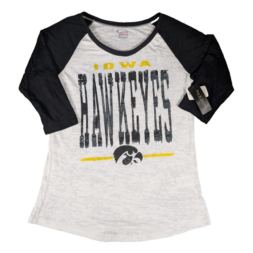 Iowa‎ Hawkeyes | Campus Lifestyle | White/Black | Unisex | Raglan T-Shirt | L